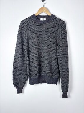 Vintage Christian Dior 100% Wool Gray Speckled Knit Crewneck Sweater Large
